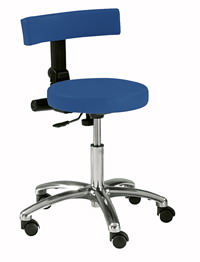 Arbeitsdrehstuhl höhenverstellbar Untergestell Aluminium mit harten Rollen Lederimitatpolster azurblau -ECCO-CROMO-